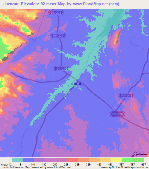 Jucurutu,Brazil Elevation Map