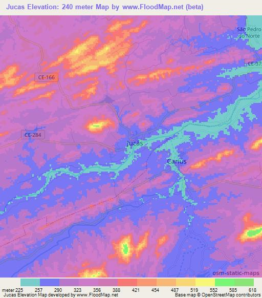 Jucas,Brazil Elevation Map