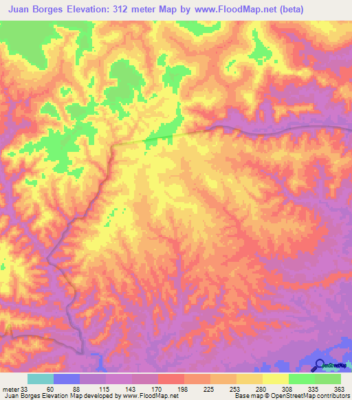 Juan Borges,Brazil Elevation Map