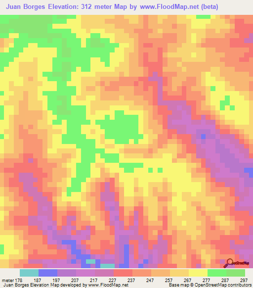 Juan Borges,Brazil Elevation Map