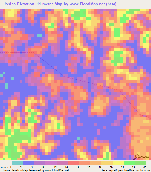 Josina,Brazil Elevation Map