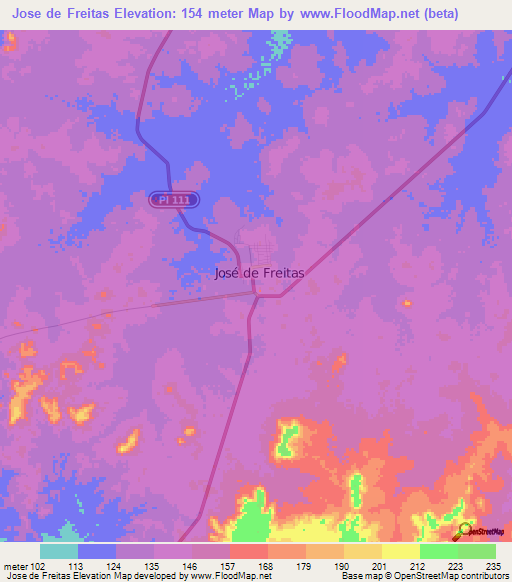 Jose de Freitas,Brazil Elevation Map