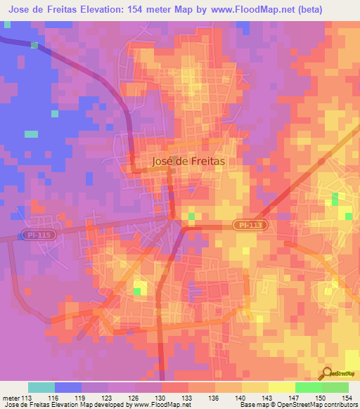 Jose de Freitas,Brazil Elevation Map