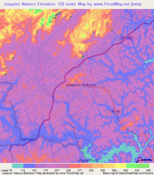 Joaquim Nabuco,Brazil Elevation Map