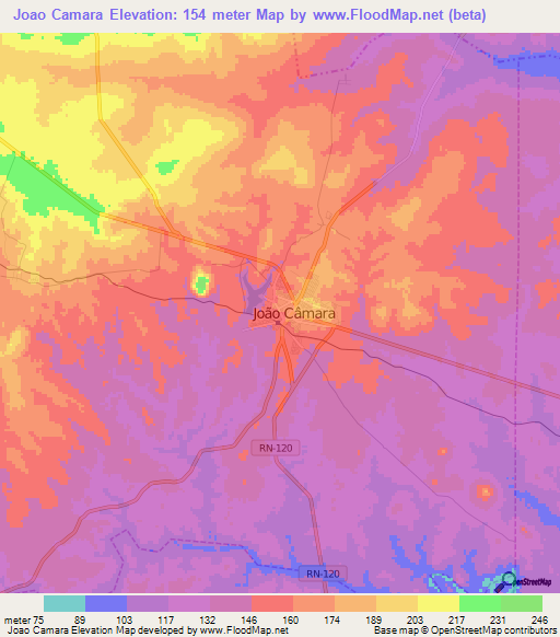 Joao Camara,Brazil Elevation Map