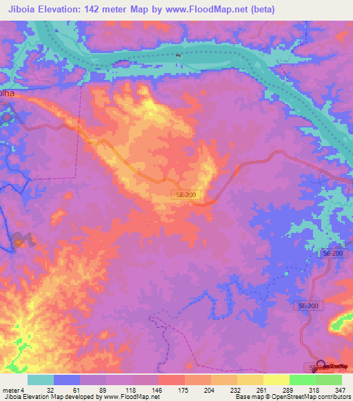 Jiboia,Brazil Elevation Map