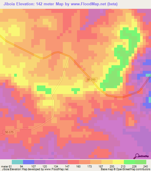 Jiboia,Brazil Elevation Map