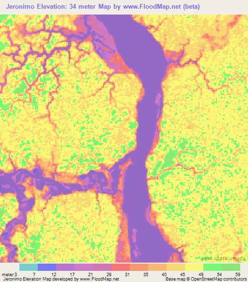 Jeronimo,Brazil Elevation Map