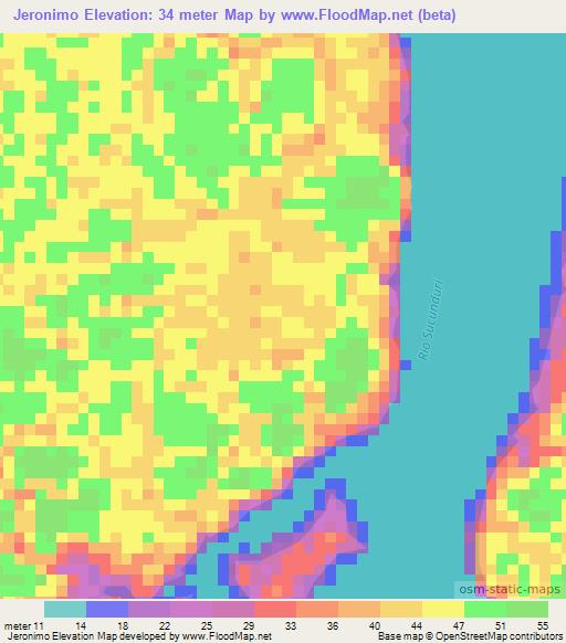 Jeronimo,Brazil Elevation Map