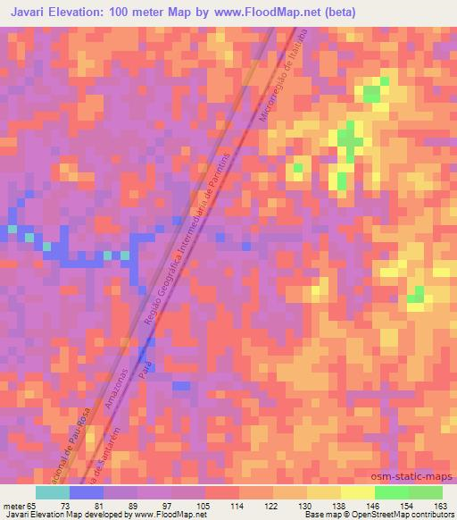 Javari,Brazil Elevation Map