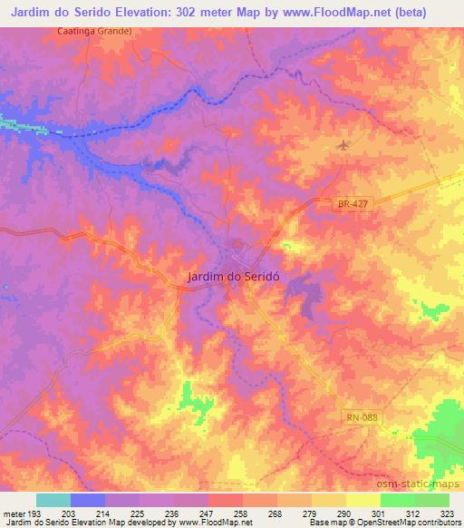 Jardim do Serido,Brazil Elevation Map