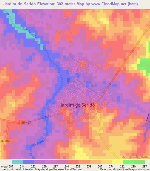 Jardim do Serido,Brazil Elevation Map