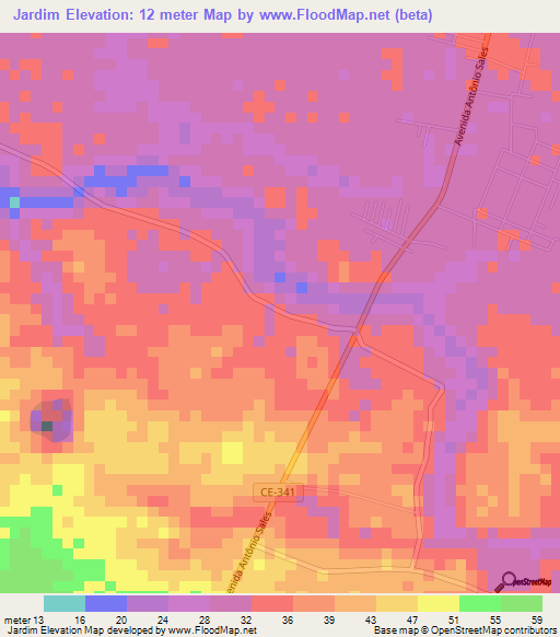 Jardim,Brazil Elevation Map