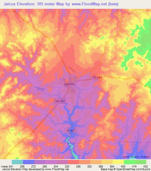 Jaicos,Brazil Elevation Map