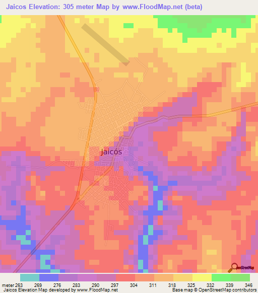 Jaicos,Brazil Elevation Map