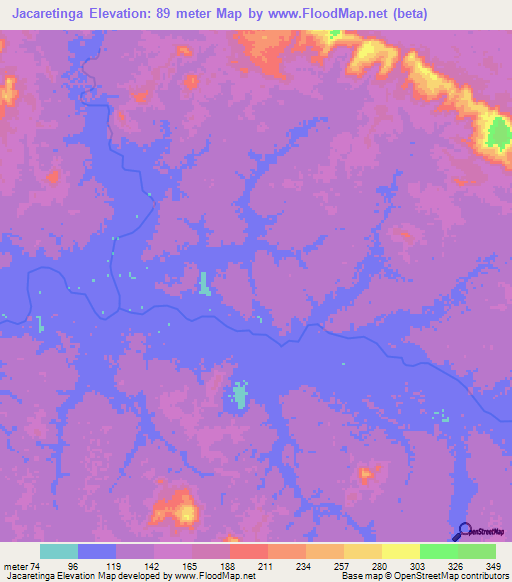 Jacaretinga,Brazil Elevation Map