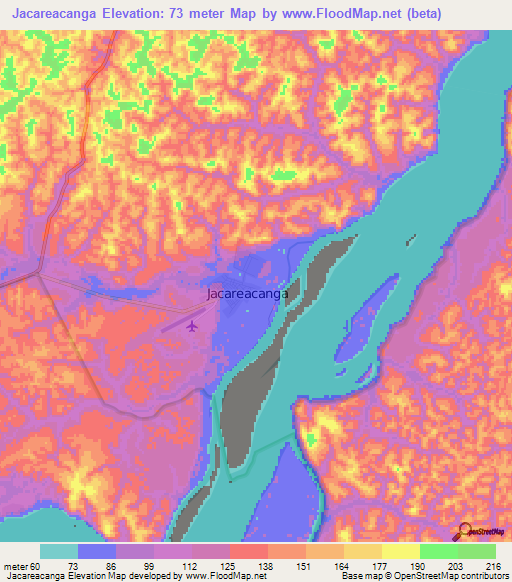 Jacareacanga,Brazil Elevation Map