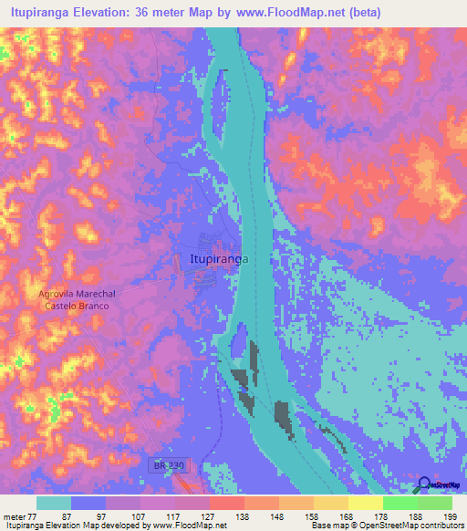 Itupiranga,Brazil Elevation Map