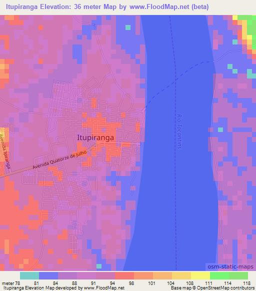 Itupiranga,Brazil Elevation Map