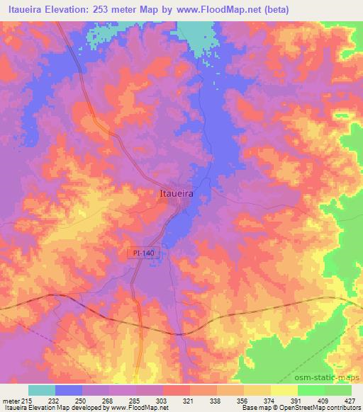 Itaueira,Brazil Elevation Map