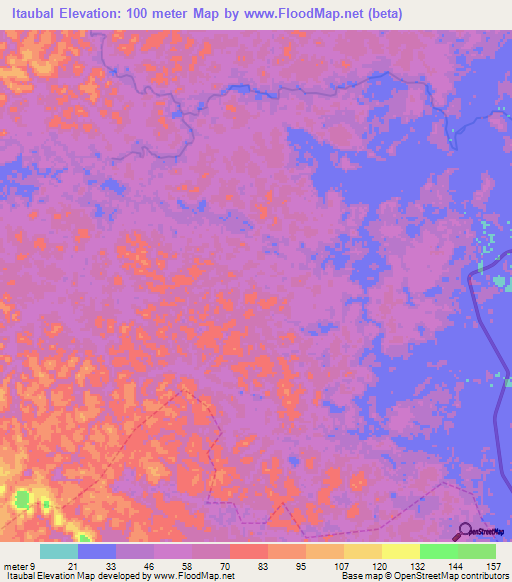 Itaubal,Brazil Elevation Map