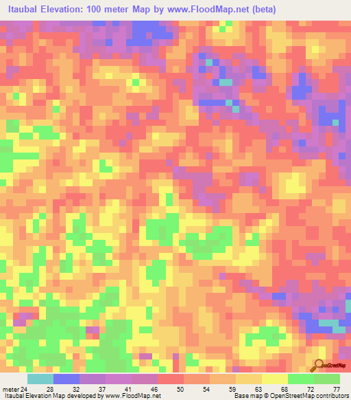 Itaubal,Brazil Elevation Map