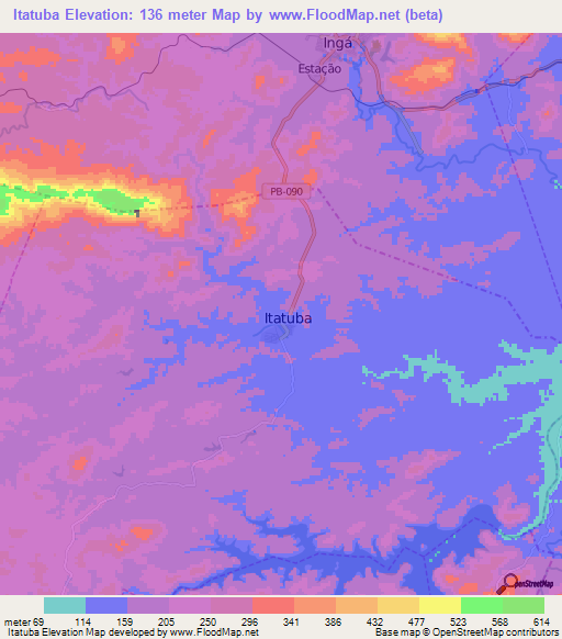 Itatuba,Brazil Elevation Map