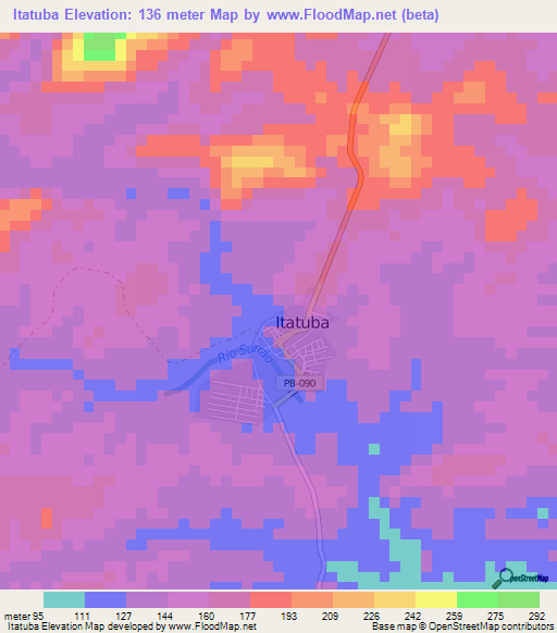 Itatuba,Brazil Elevation Map