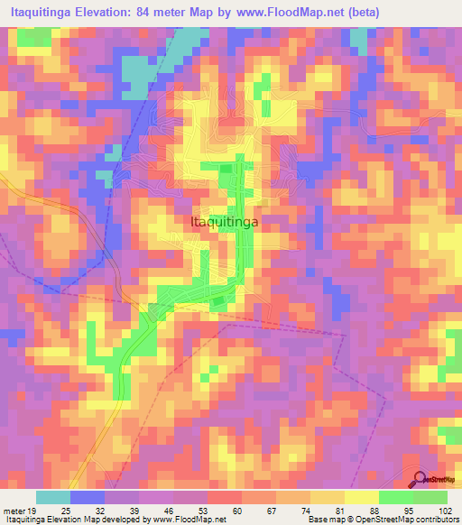 Itaquitinga,Brazil Elevation Map