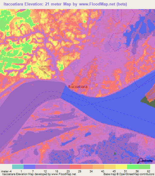 Itacoatiara,Brazil Elevation Map