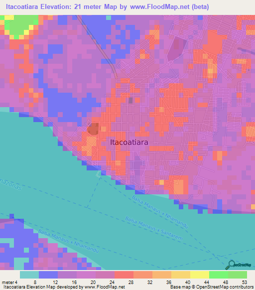 Itacoatiara,Brazil Elevation Map