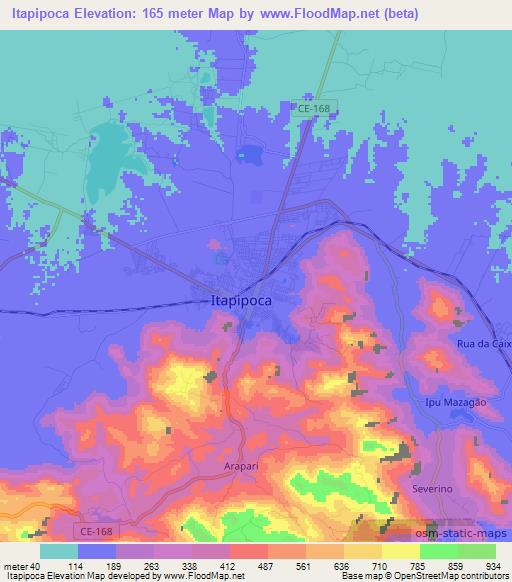 Itapipoca,Brazil Elevation Map