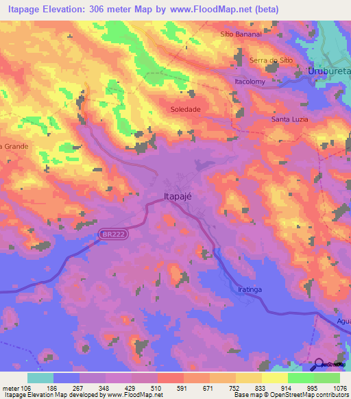 Itapage,Brazil Elevation Map