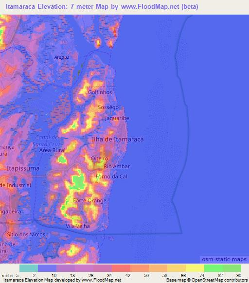 Itamaraca,Brazil Elevation Map