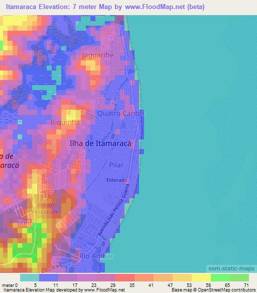 Itamaraca,Brazil Elevation Map