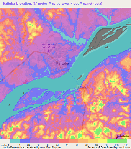 Itaituba,Brazil Elevation Map