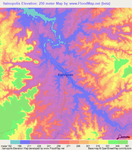 Itainopolis,Brazil Elevation Map