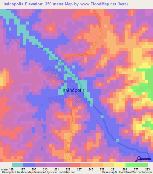 Itainopolis,Brazil Elevation Map