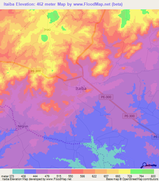 Itaiba,Brazil Elevation Map