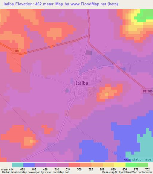 Itaiba,Brazil Elevation Map