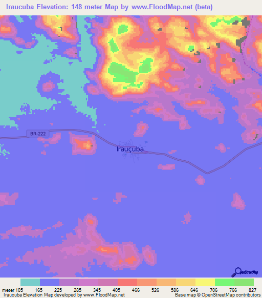 Iraucuba,Brazil Elevation Map