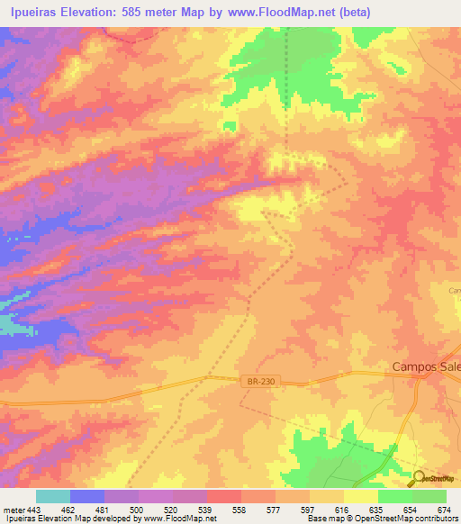 Ipueiras,Brazil Elevation Map