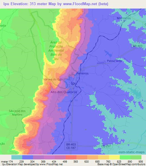 Ipu,Brazil Elevation Map