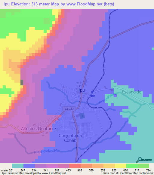 Ipu,Brazil Elevation Map