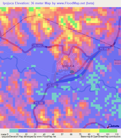 Ipojuca,Brazil Elevation Map