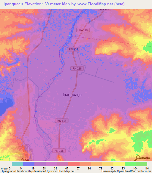 Ipanguacu,Brazil Elevation Map