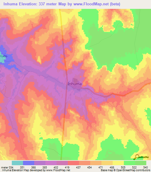 Inhuma,Brazil Elevation Map