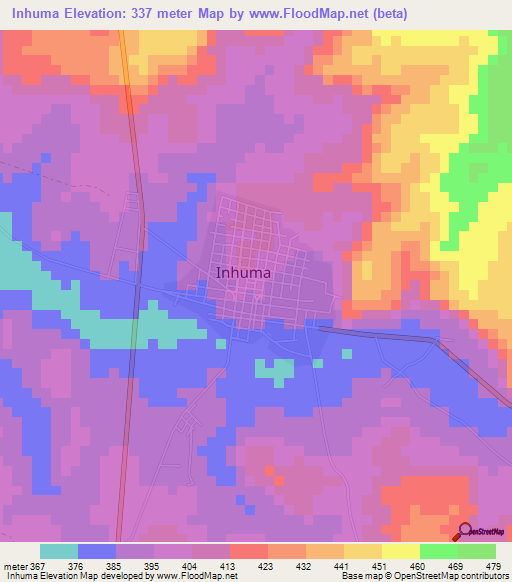 Inhuma,Brazil Elevation Map