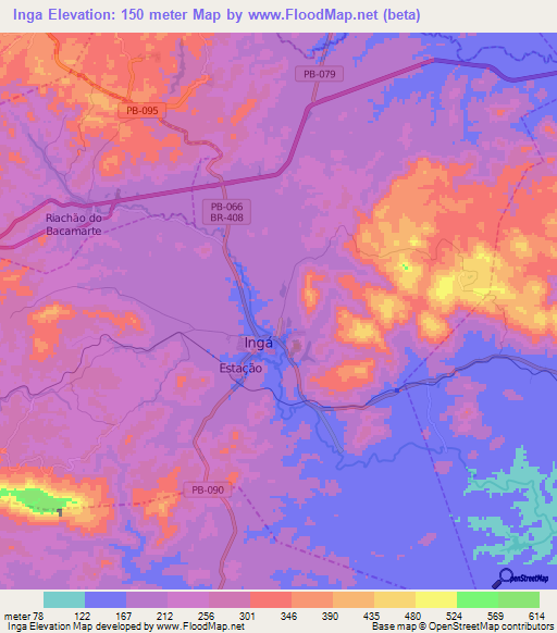 Inga,Brazil Elevation Map