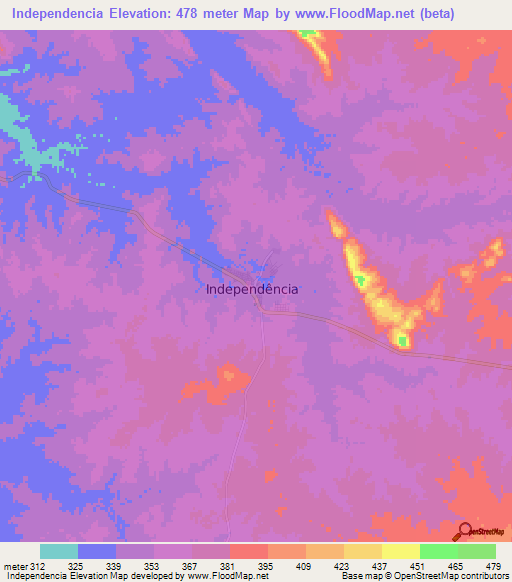 Independencia,Brazil Elevation Map